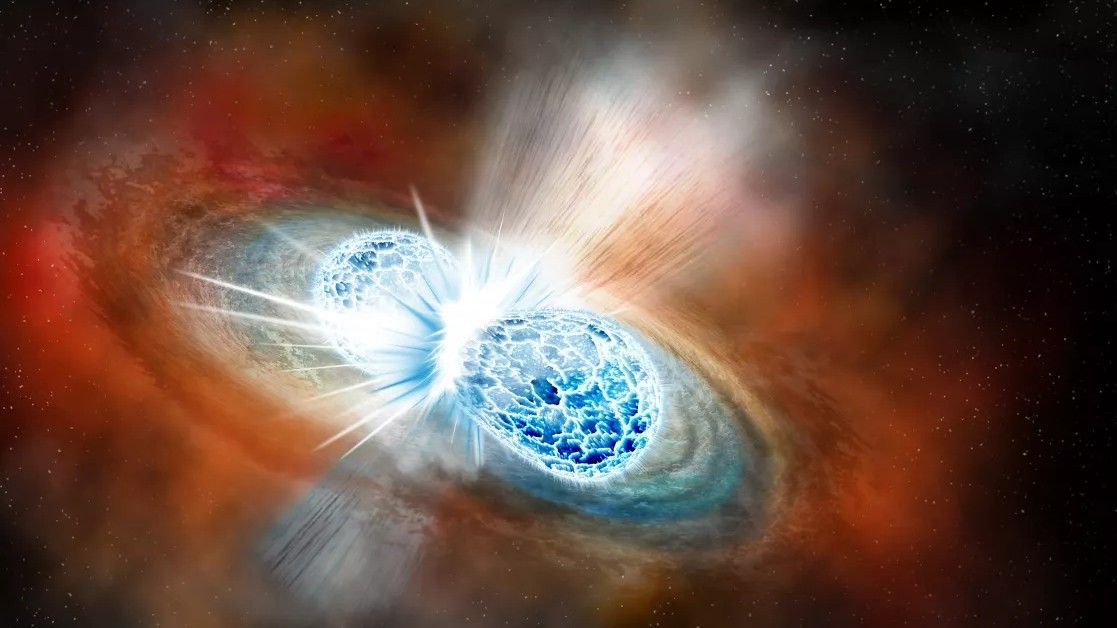 Featured image for Colliding neutron stars may be source of mysterious radio bursts.