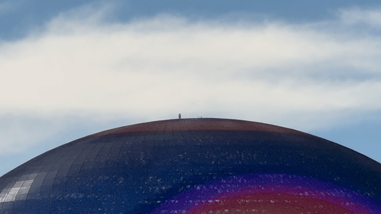Featured image for "Stunt: Person Scales Las Vegas Sphere for Charity"