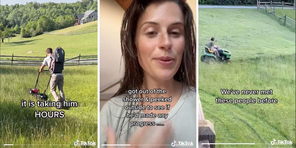 Featured image for Generous strangers rally to help dad with miniature lawn mower