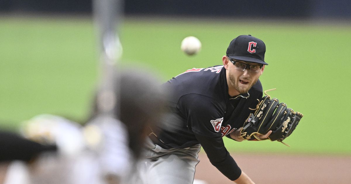 Featured image for Rookie Tanner Bibee struggles as Guardians fall to Padres.