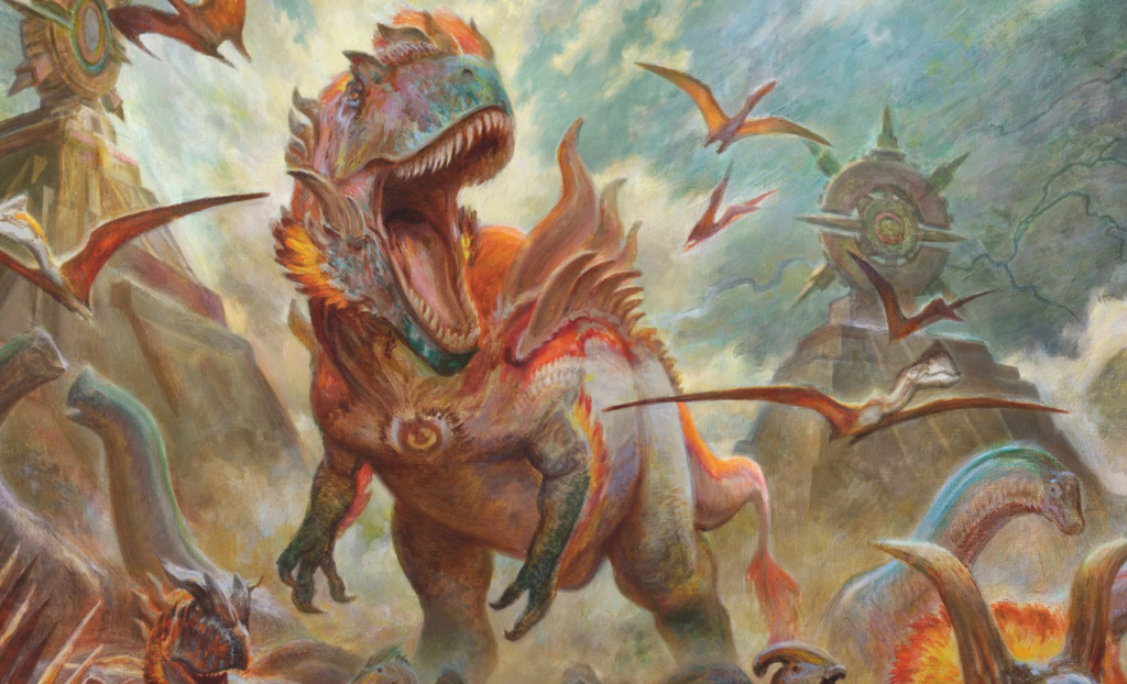 Featured image for "MTG Lost Caverns of Ixalan Unveils Jurassic World Cards, Reprints, and Legendary Transforming Creatures!"