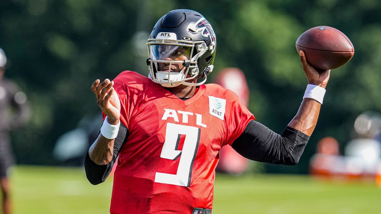 Featured image for Falcons' Penix Engages in Practice Fight with Titans