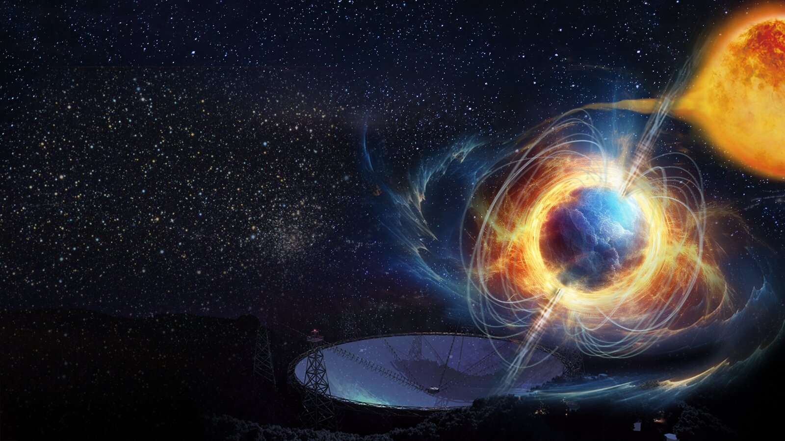 Featured image for "Breakthrough Discovery: Giant Radio Telescope Uncovers Evolutionary Link in Spider Pulsar System"
