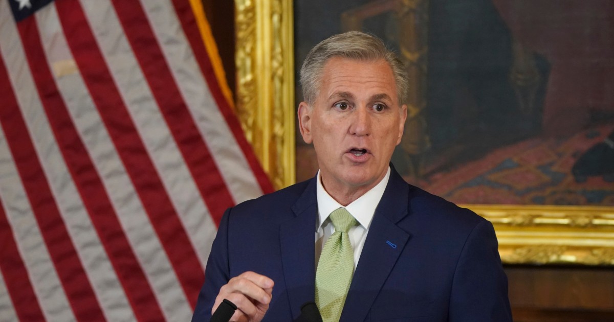 McCarthy urges calmness and discourages protests over potential Trump indictment.