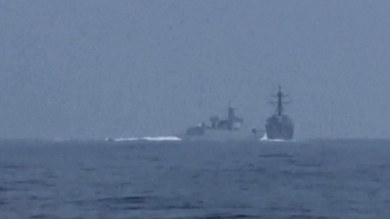Featured image for Warships from US and China narrowly avoid collision in Taiwan Strait.