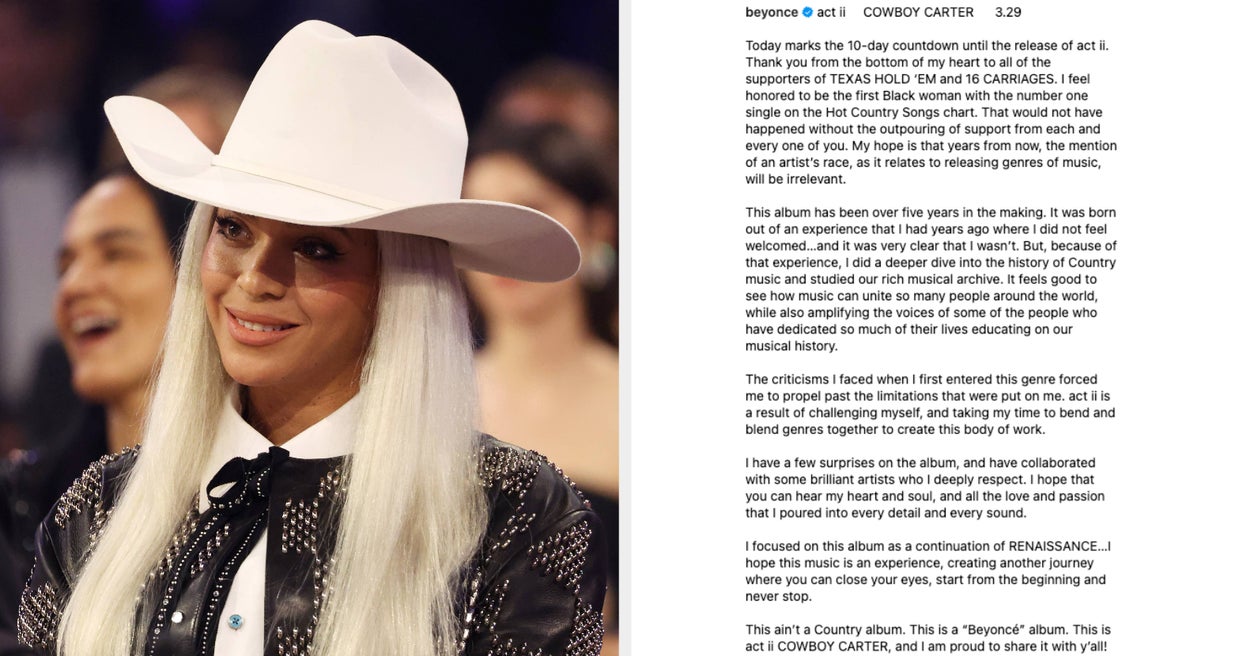 "Beyoncé's 'Cowboy Carter' Album: How Feeling Unwelcomed in Country Music Sparked a New Musical Direction"