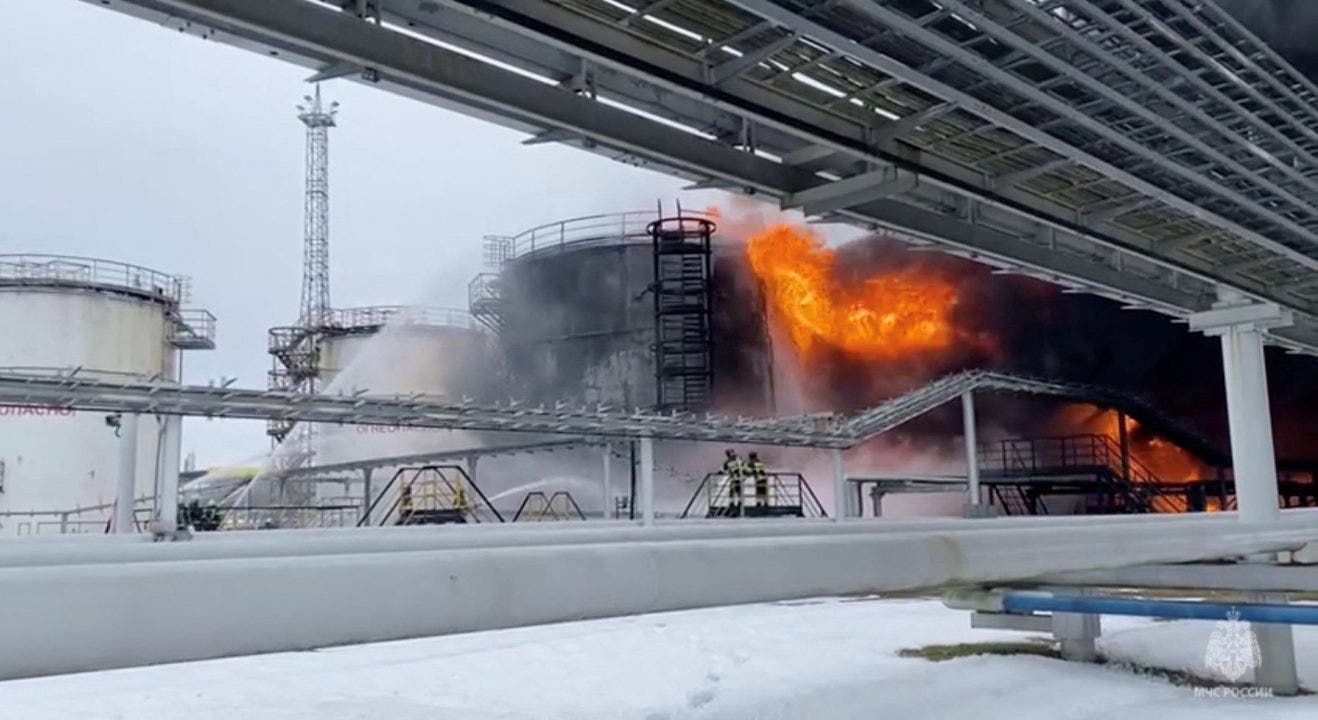 Featured image for Ukrainian Drone Attack Sparks Fire at Russian Oil Depot