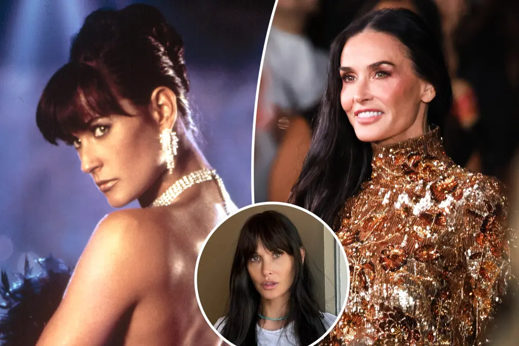 Featured image for Demi Moore Reintroduces Iconic Bangs and Chic Hair Transformations