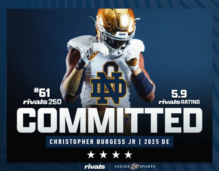 "Four-Star DE Christopher Burgess Jr. Commits to Notre Dame for 2025 Season"