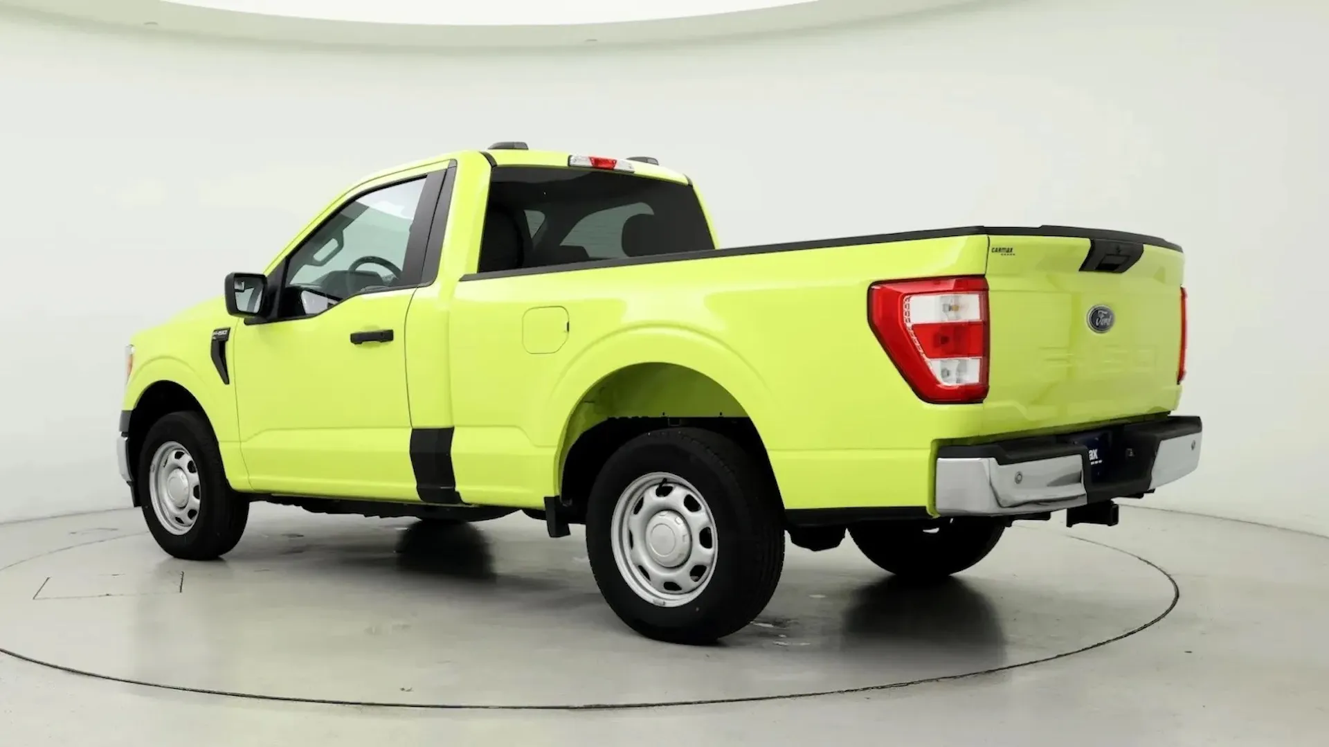 Featured image for CarMax's Unusual Stock: 11 Identical Lime Green Ford F-150s