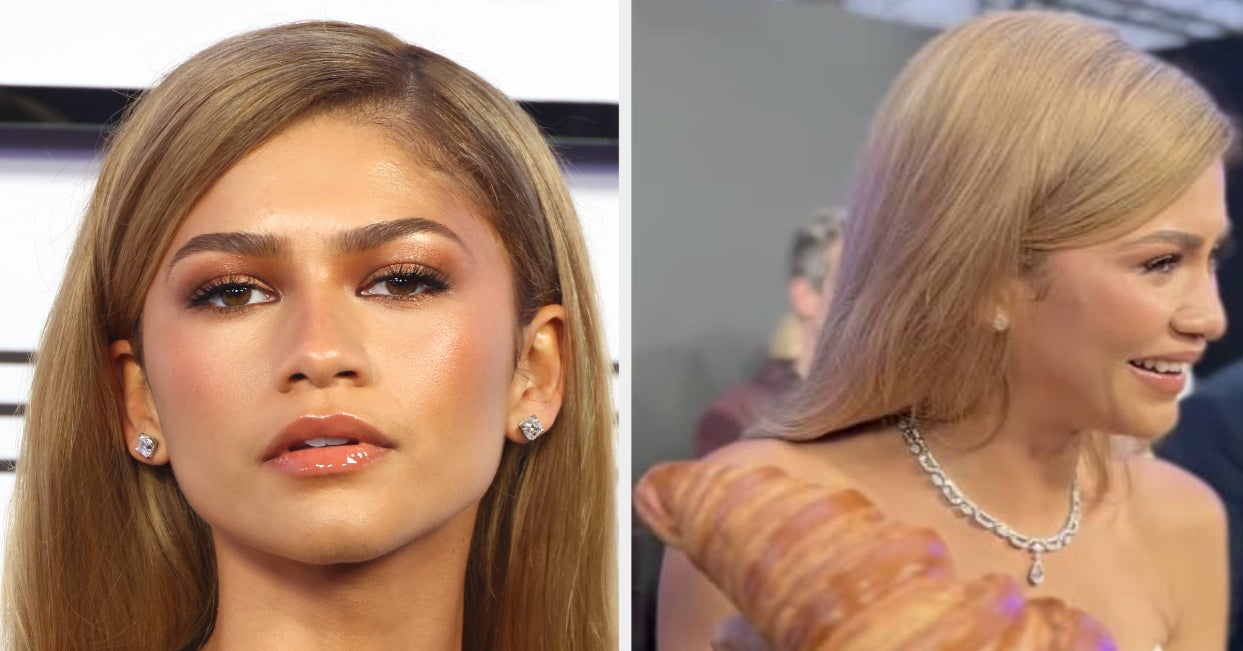"Zendaya's Paris Premiere: Long Blonde Hair, Giant Croissant, and Red Carpet Fashion"