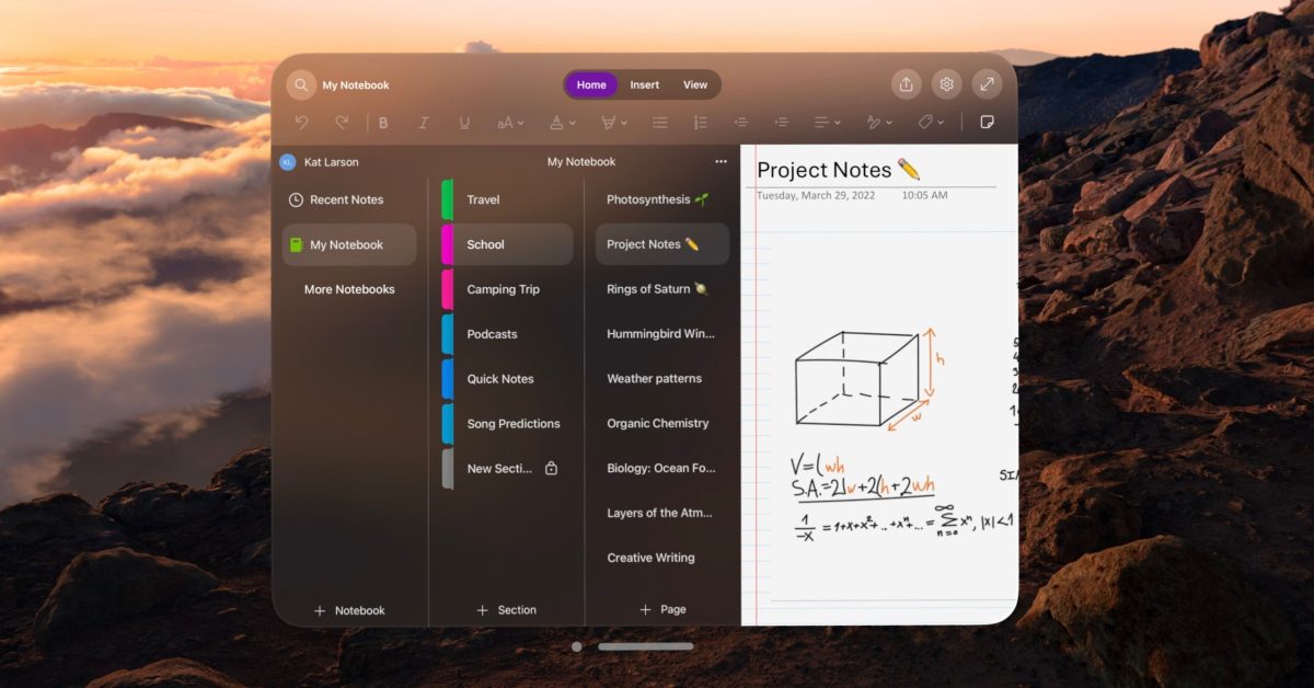 Featured image for "Microsoft Launches Native OneNote App for Apple Vision Pro"