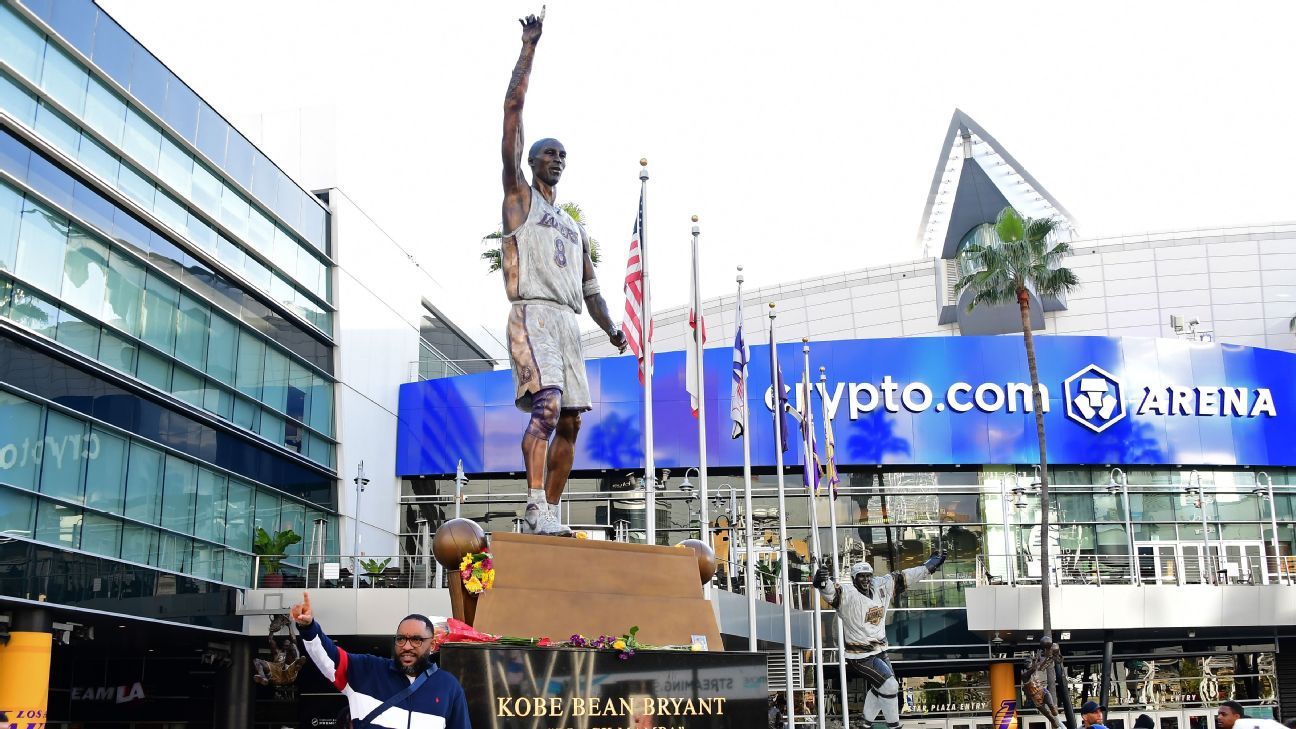 Featured image for "Kobe Bryant Statue Spelling Errors to be Corrected Outside Crypto.com Arena"