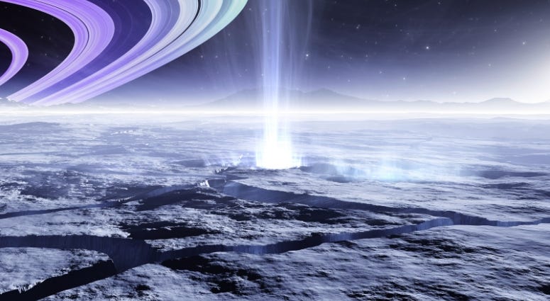 James Webb Telescope detects massive water plume erupting from Saturn's moon Enceladus.