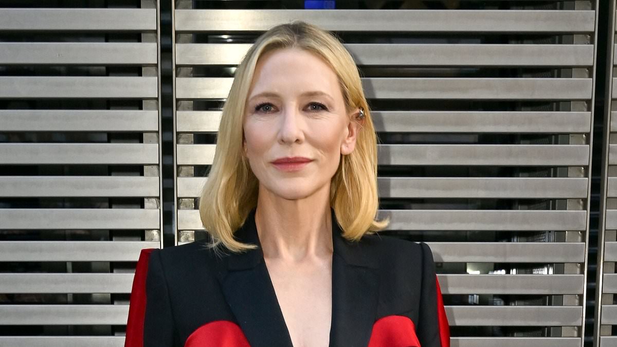 "Cate Blanchett and Elle Fanning stun in Alexander McQueen show with elegant black and red ensembles"