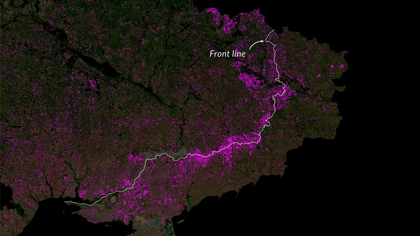 "Visible Scars: Ukraine's Artillery Battle Leaves a Mark Seen from Space"