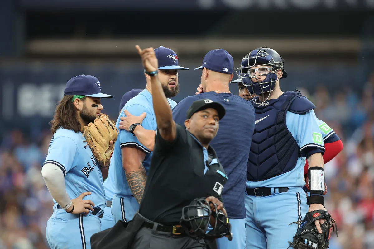 Featured image for "Controversial Ejection Overshadows Blue Jays' Blowout Loss to Padres"