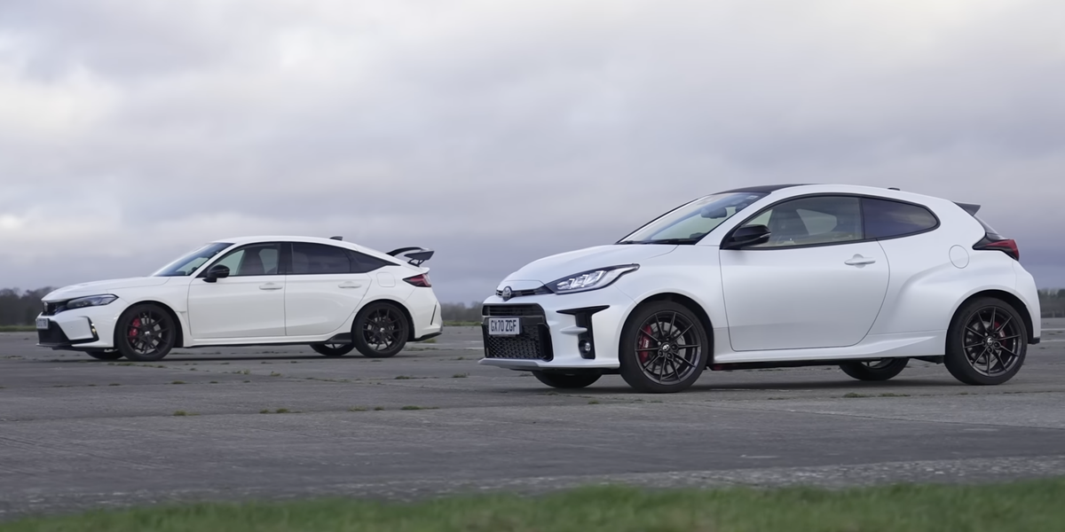 Featured image for Hot Hatch Showdown: Honda Civic Type R vs. Toyota GR Yaris Drag Race