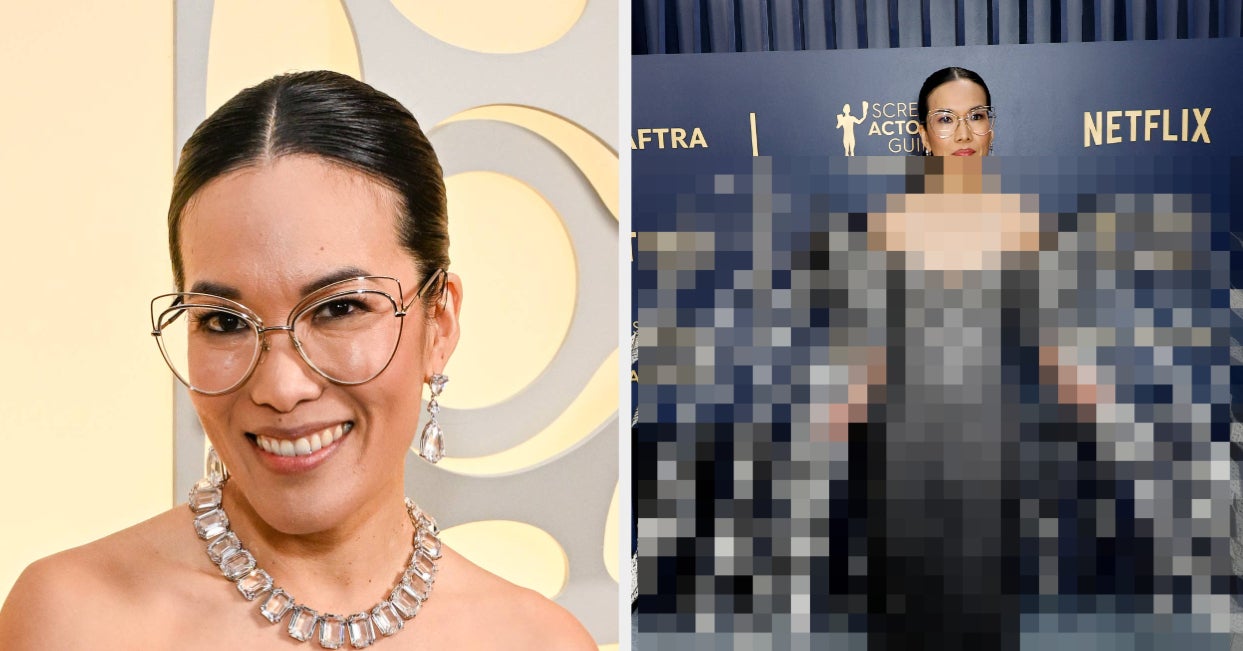 Featured image for "Ali Wong Stuns in Peacock-Inspired Gown at 2024 SAG Awards"