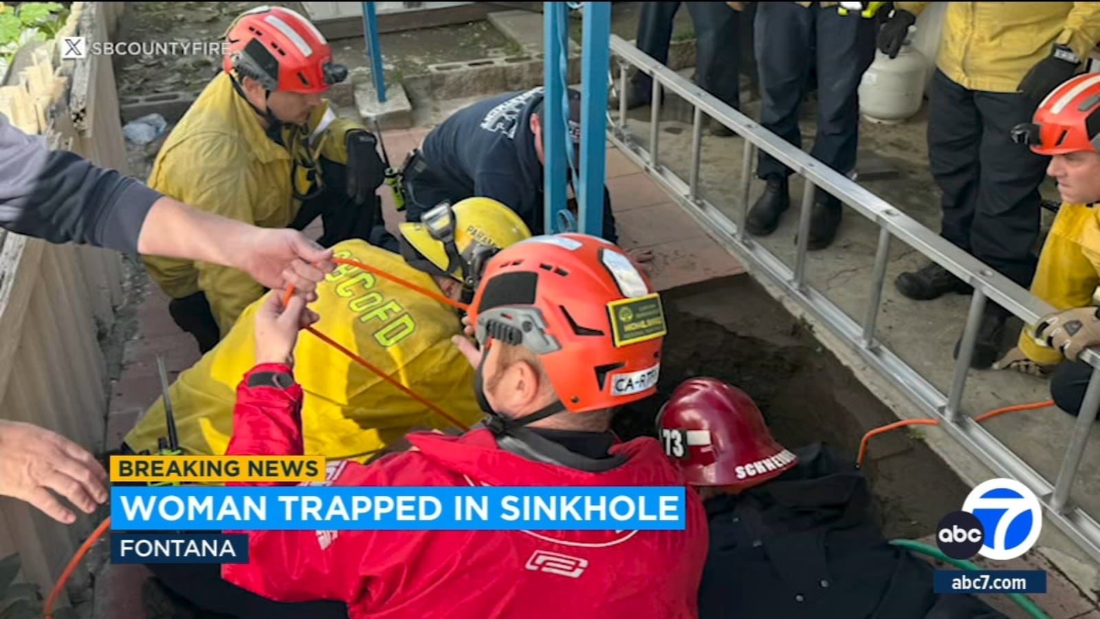 Featured image for "Fontana Woman Rescued from 25-Foot Sinkhole by Firefighters"