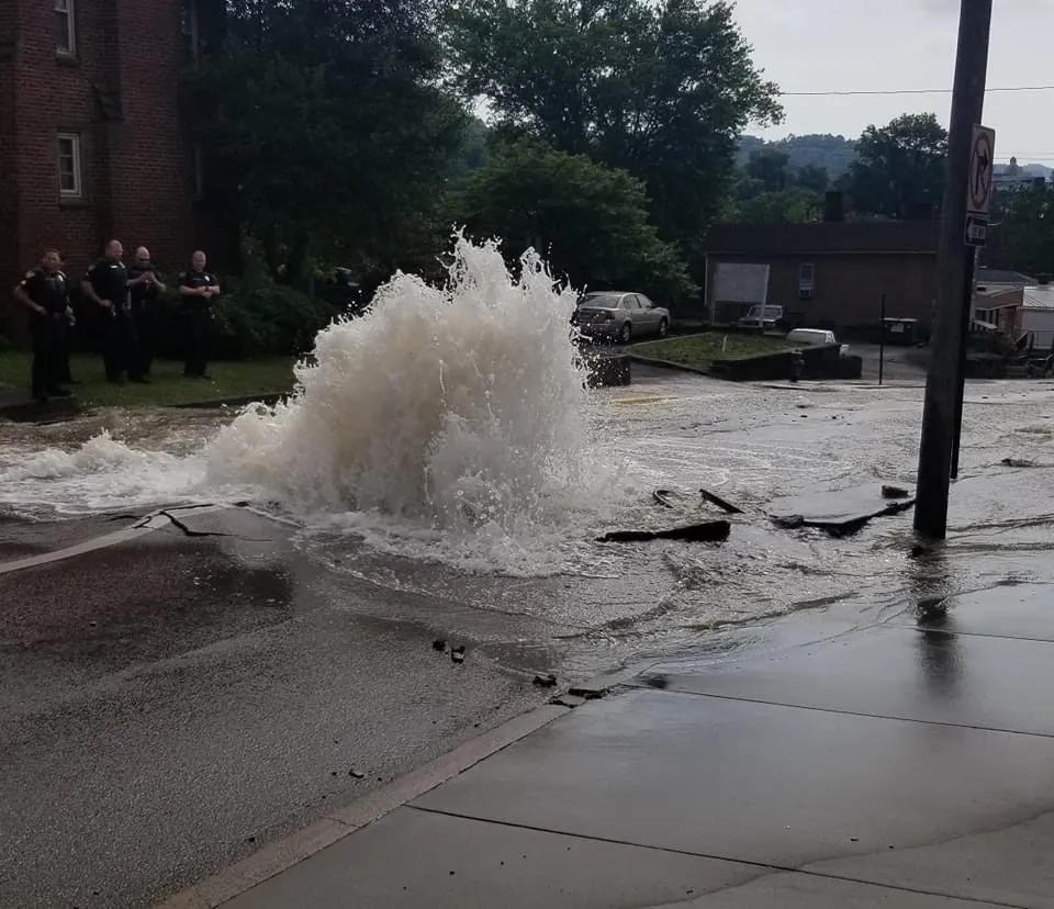 Road closed due to Clarksburg water main break.