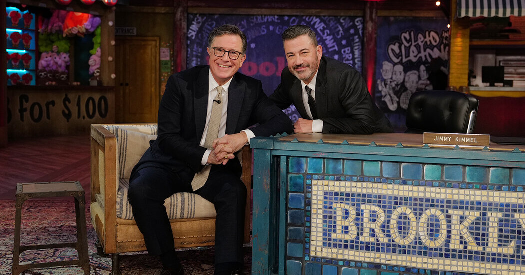 Featured image for Kimmel and Colbert Unite in New York for Comedy and Camaraderie