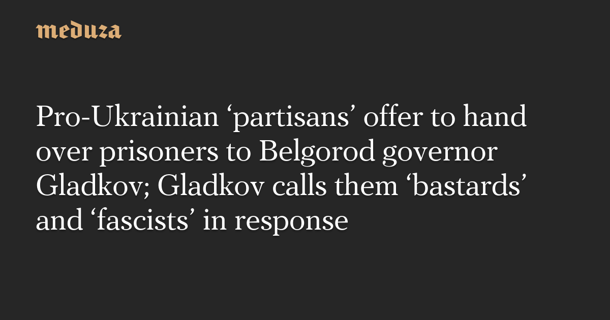 Belgorod governor rejects offer to receive prisoners from pro-Ukrainian 'partisans'