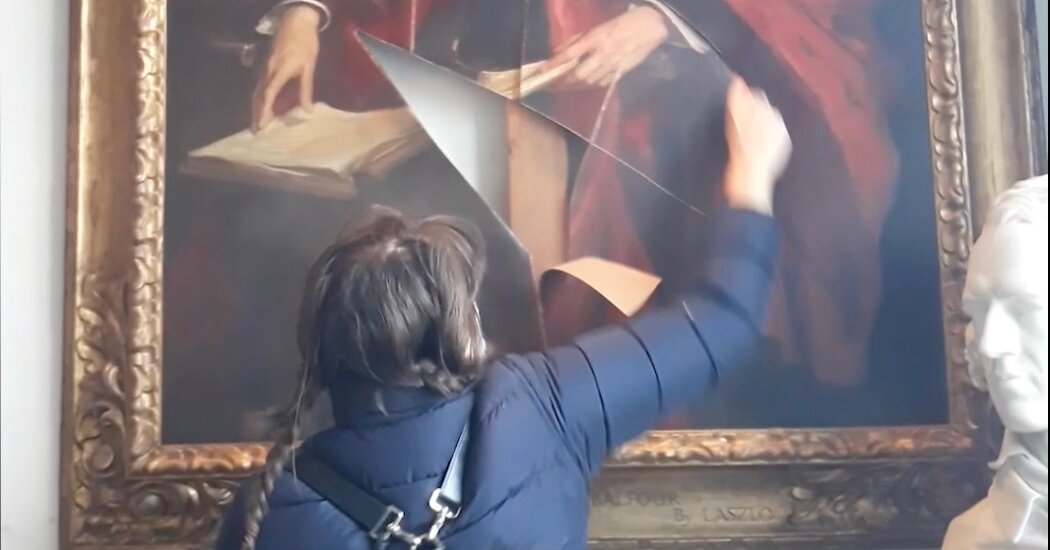 Featured image for Pro-Palestinian Activists Deface Historic Portrait of Balfour in UK