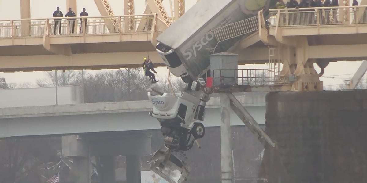 Featured image for Dramatic Rescue: Driver Saved from Dangling Truck Over Ohio River