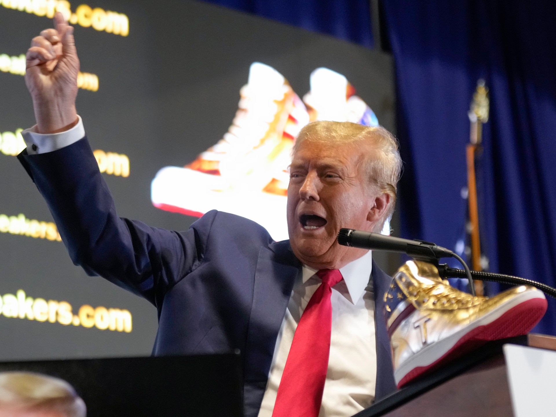 Featured image for "Trump's Controversial $399 Gold Sneakers Launch Amid Legal Woes"
