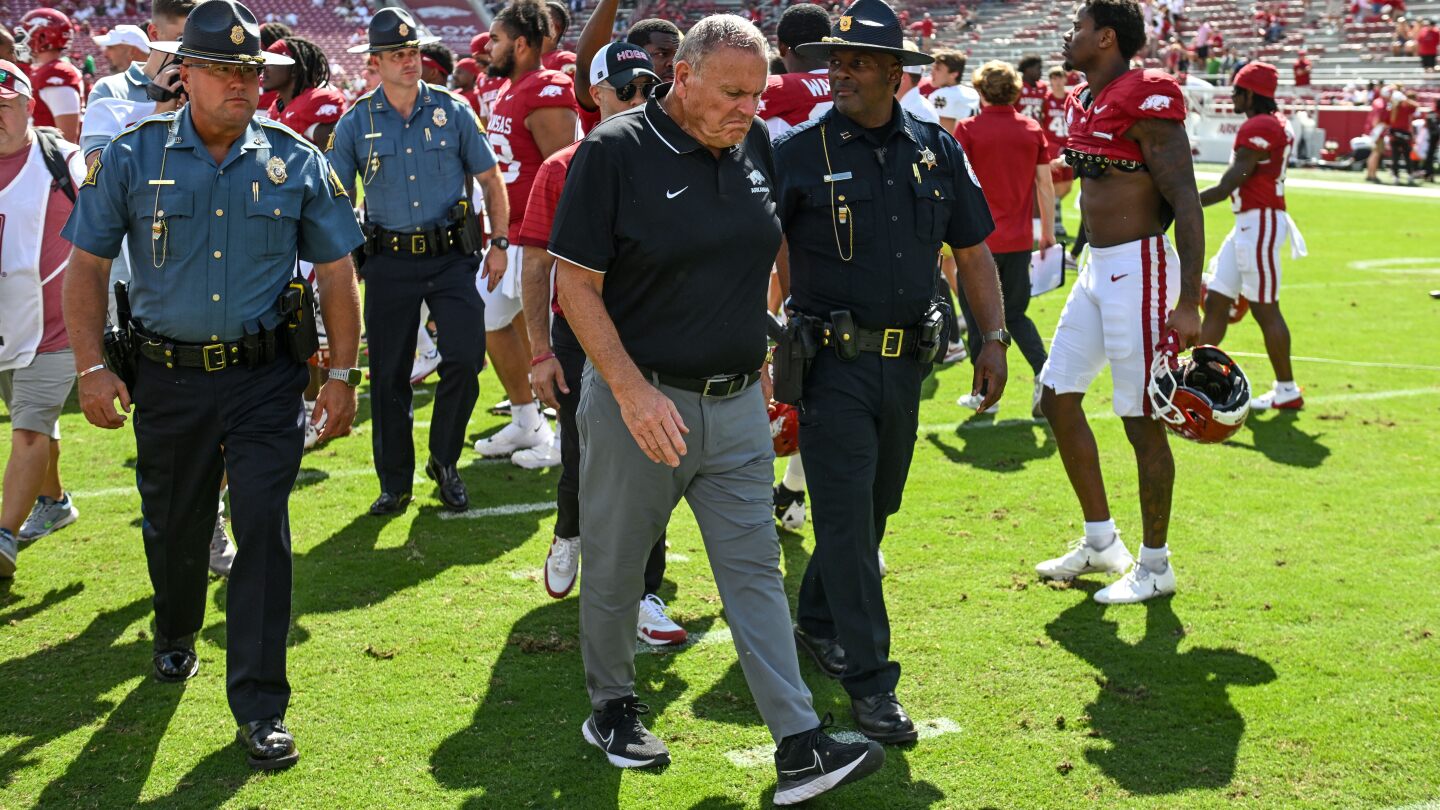 Featured image for Arkansas replaces Sam Pittman with Bobby Petrino as interim head coach amid coaching search