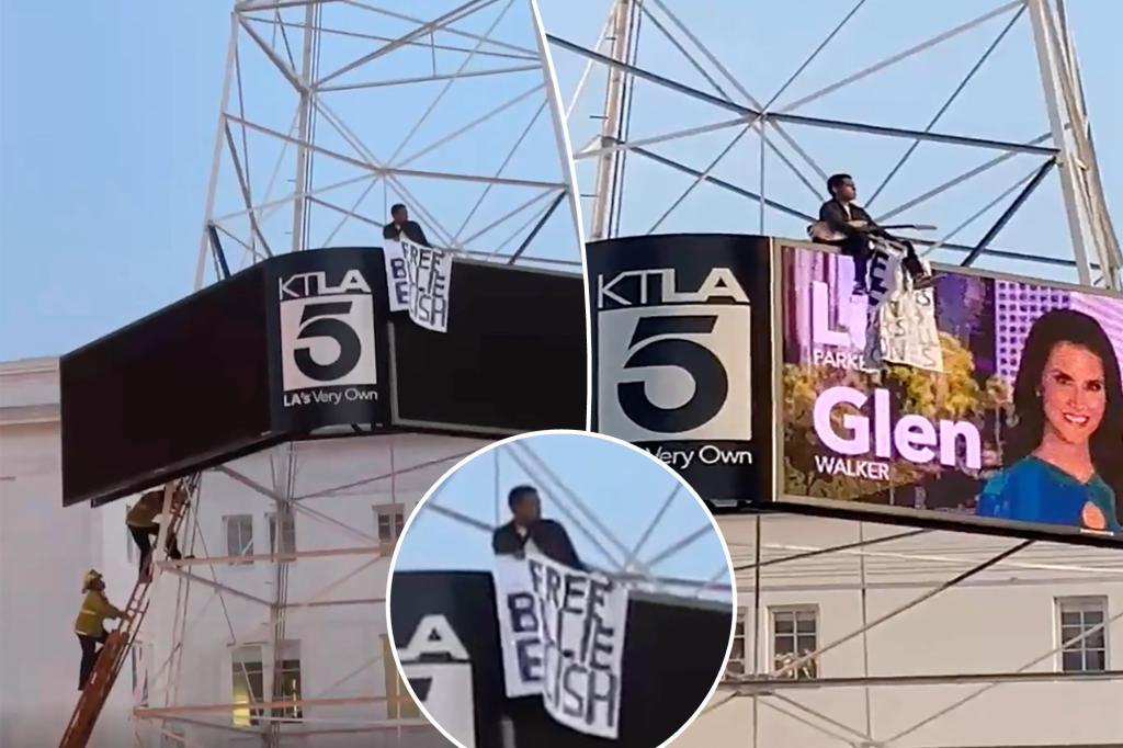 "Man climbs Hollywood tower, demands 'Free Billie Eilish'"