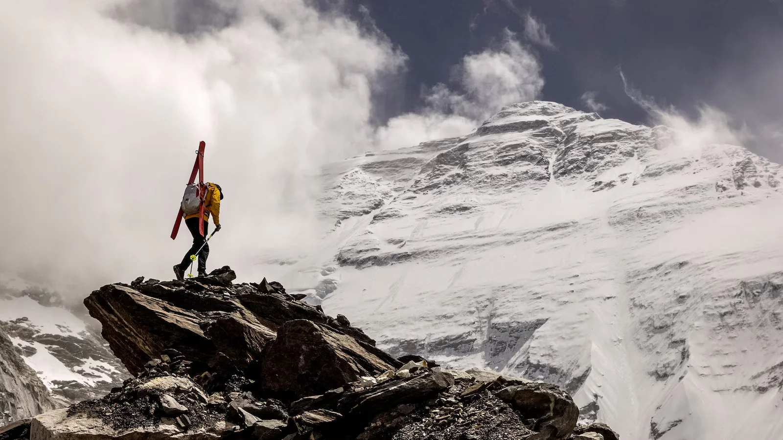 Featured image for Jim Morrison Makes Historic Ski Descent of Everest's Hornbein Couloir