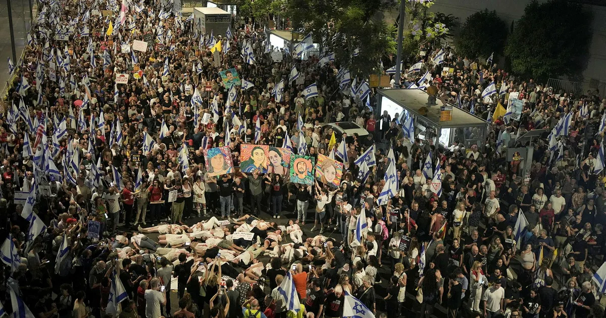 Featured image for "Mass Protests in Israel Demand Netanyahu Accept US Ceasefire and Hostage Deal"