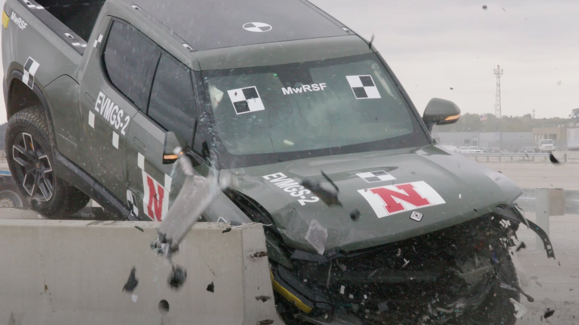 Featured image for "Rivian R1T's Impact Exposes Guardrail Vulnerability to Heavy EVs"