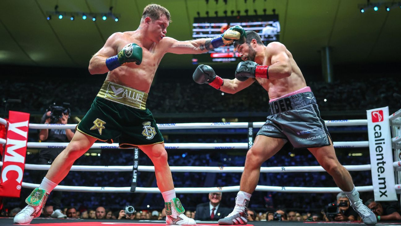 Featured image for Canelo Alvarez dominates John Ryder in Mexico homecoming.