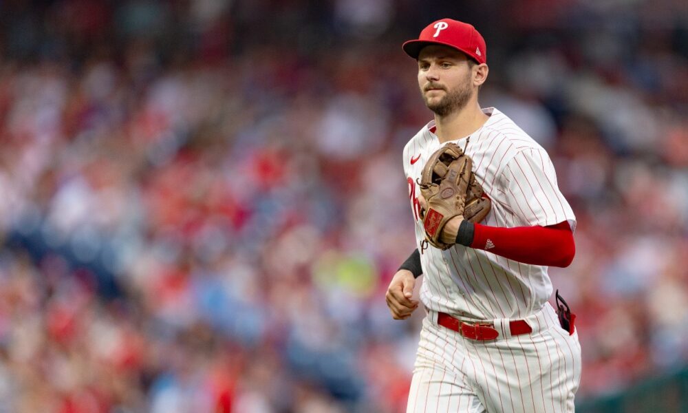 Featured image for "Trea Turner fires back at Merrill Kelly over crowd noise controversy"