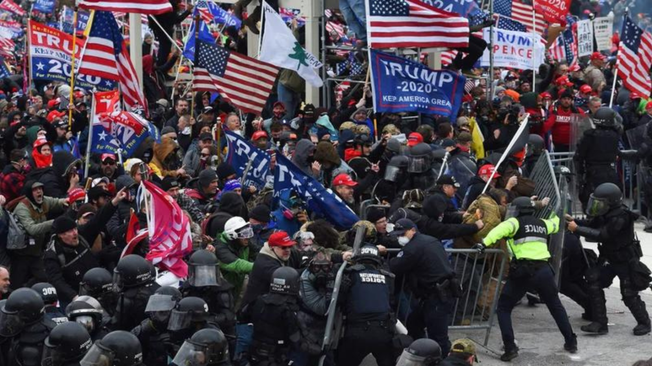 Featured image for Jan. 6 rioter receives record-breaking 14-year sentence for attacking police.