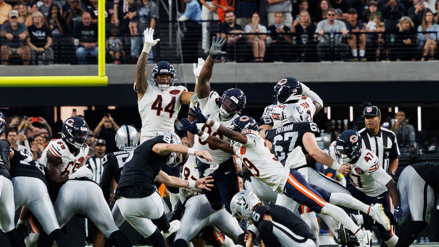 Featured image for Bears' Game-Winning Block and Key Plays in Vegas Thriller