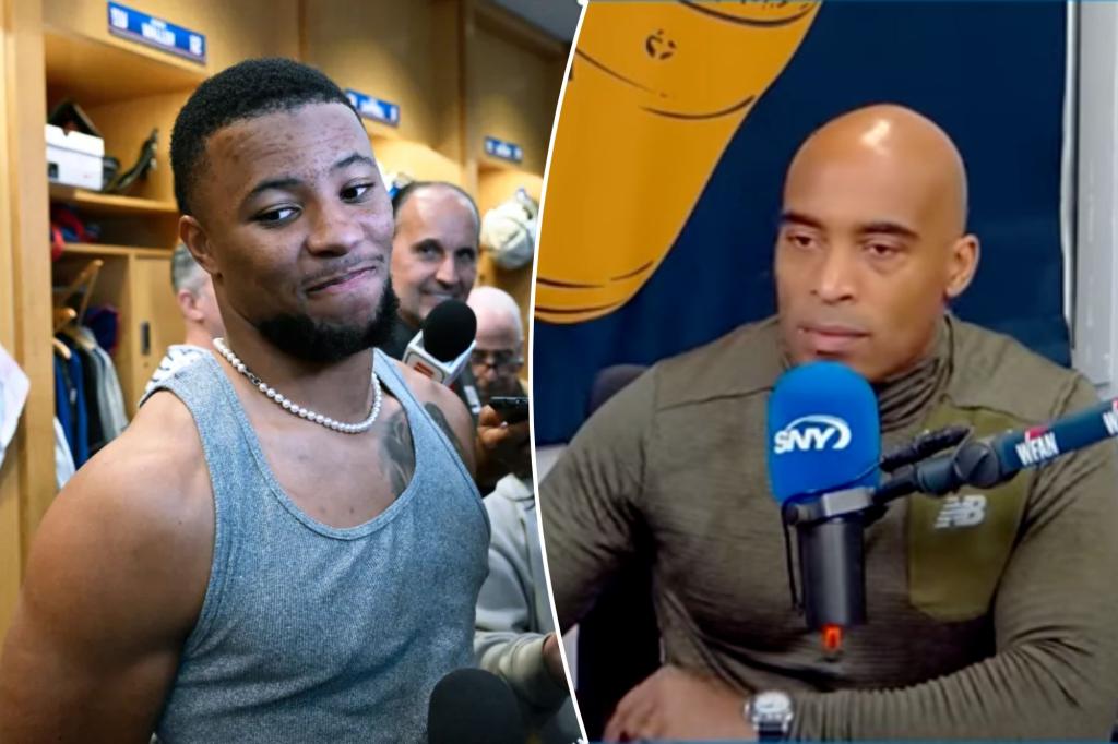 Featured image for "Saquon Barkley Claps Back at Tiki Barber Over Eagles Deal"