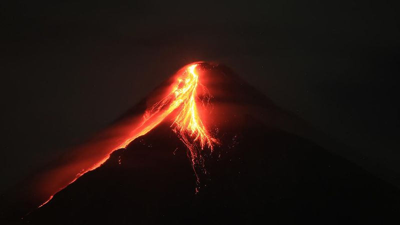 Mount Mayon volcano forces thousands to evacuate as it spews lava and sulfuric gas.