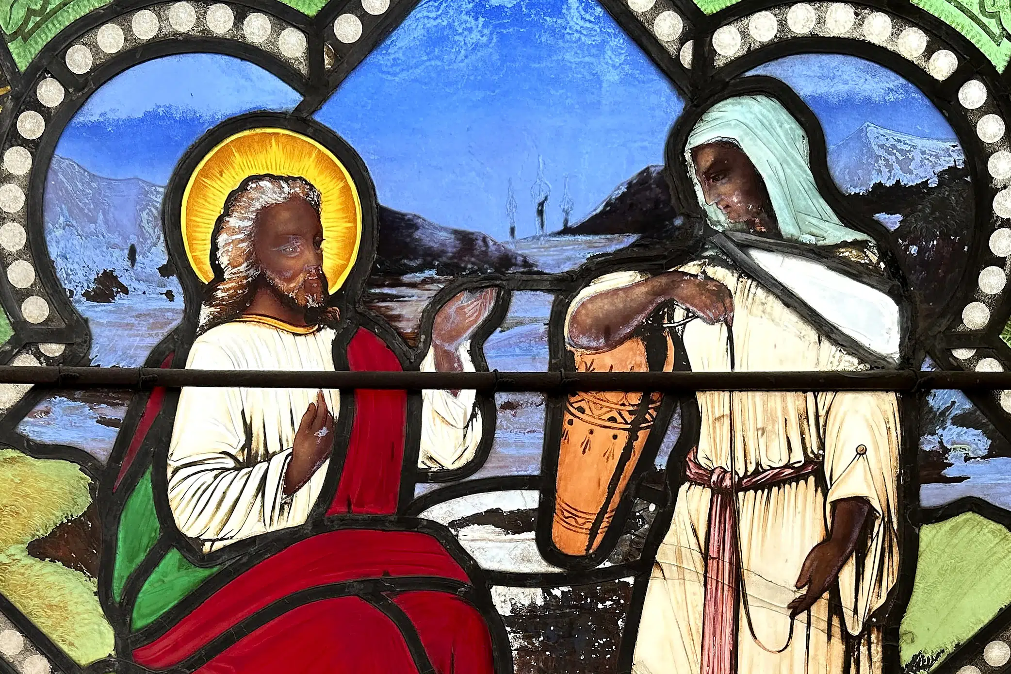 Featured image for Controversial Stained Glass Window Depicts Dark-Skinned Jesus in New England.