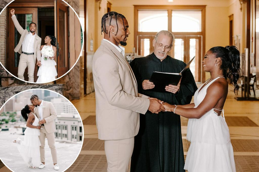 Simone Biles ties the knot with Texans safety Jonathan Owens.