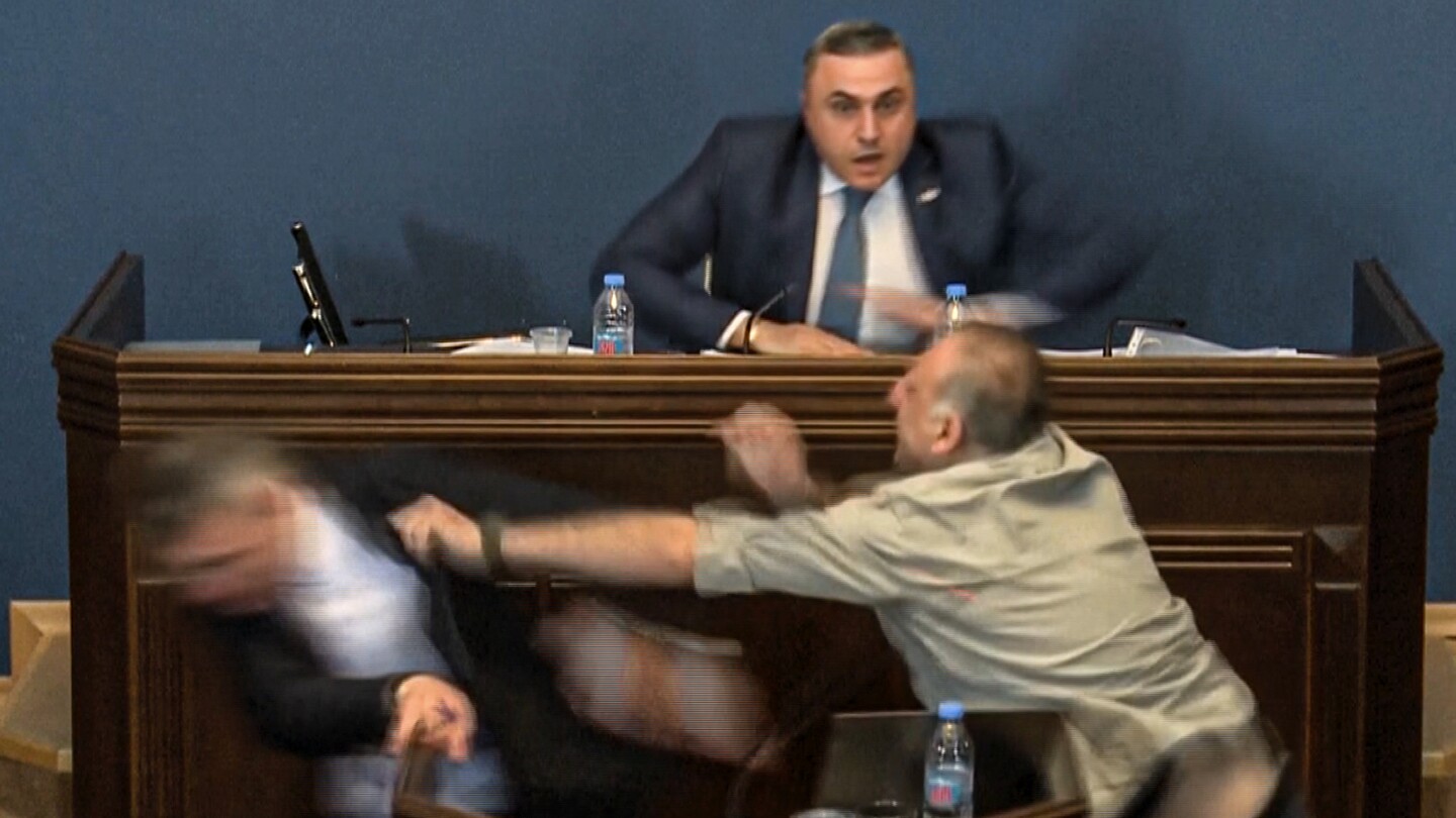 Featured image for "Violent Clash Erupts in Georgia Parliament Over Controversial 'Russian-Style' Bill"