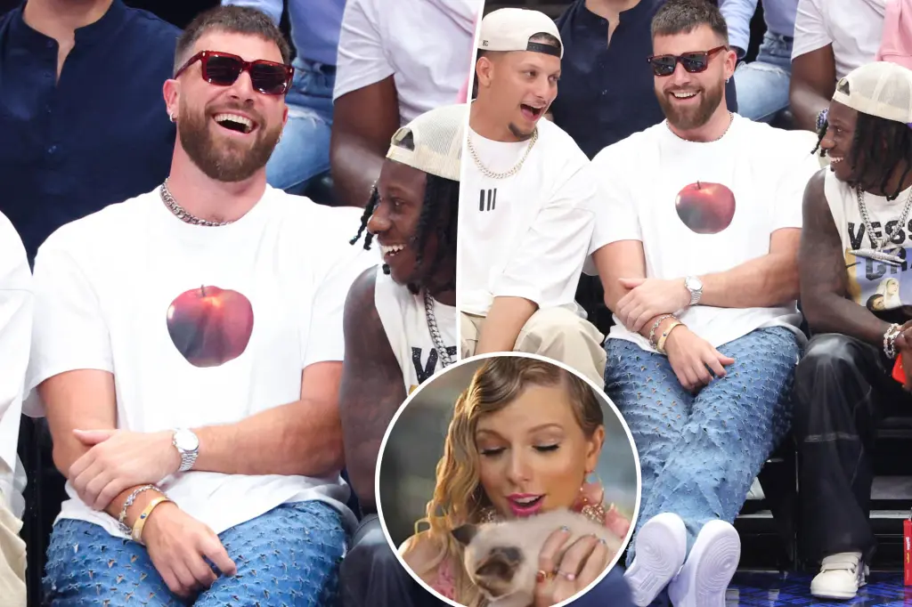 Featured image for Jason Kelce Mocks Brother Travis' Ripped Jeans with Taylor Swift Cat Joke