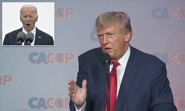 Trump Mocks Biden's Blunders and Questions Fitness for Second Term at California GOP Convention