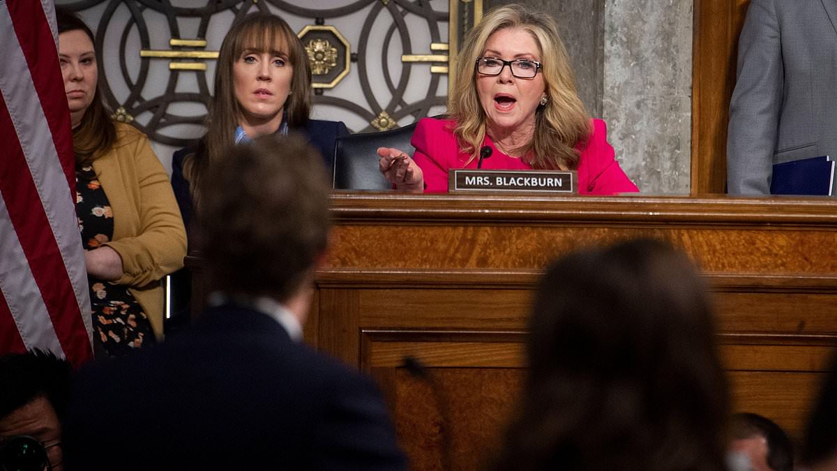 "Meta CEO Mark Zuckerberg Clashes with Senator Blackburn Over F"