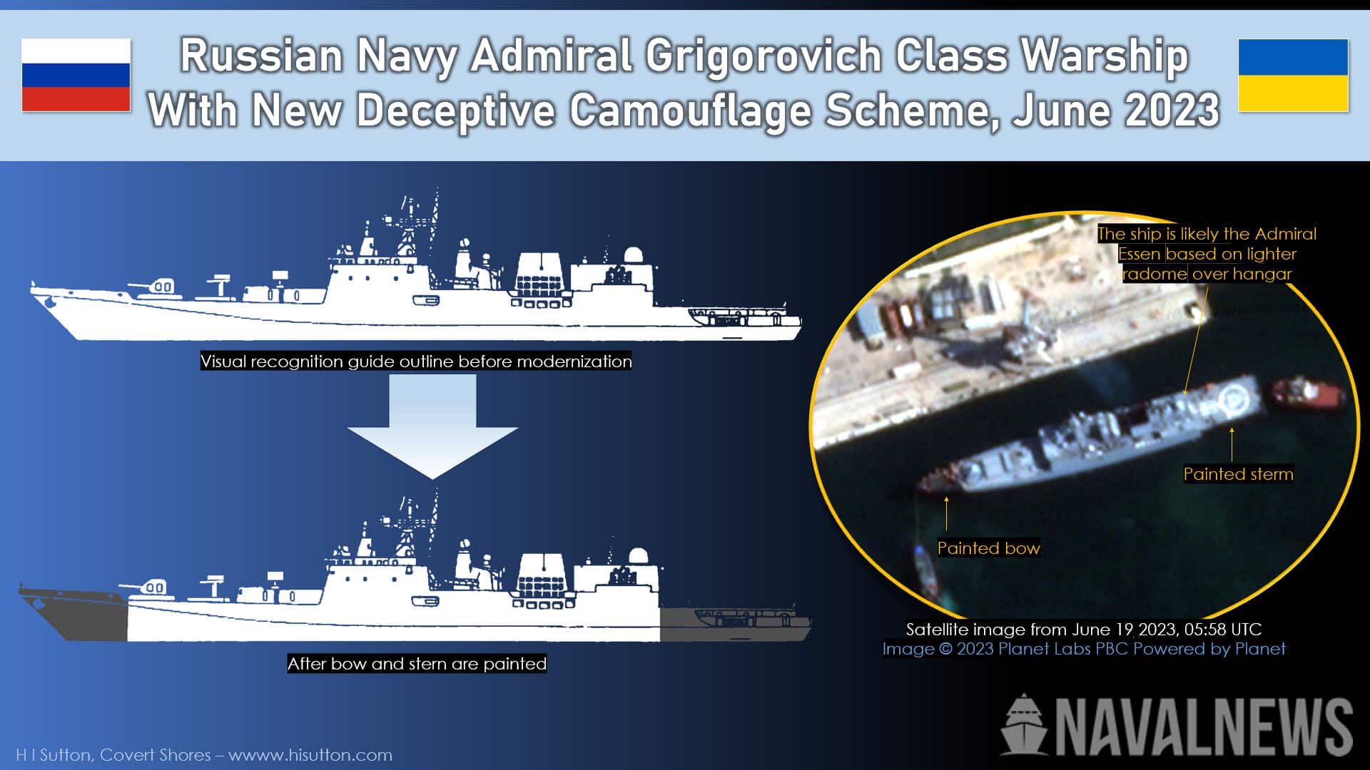 Russian Navy Tries to Camouflage Frigate in Black Sea