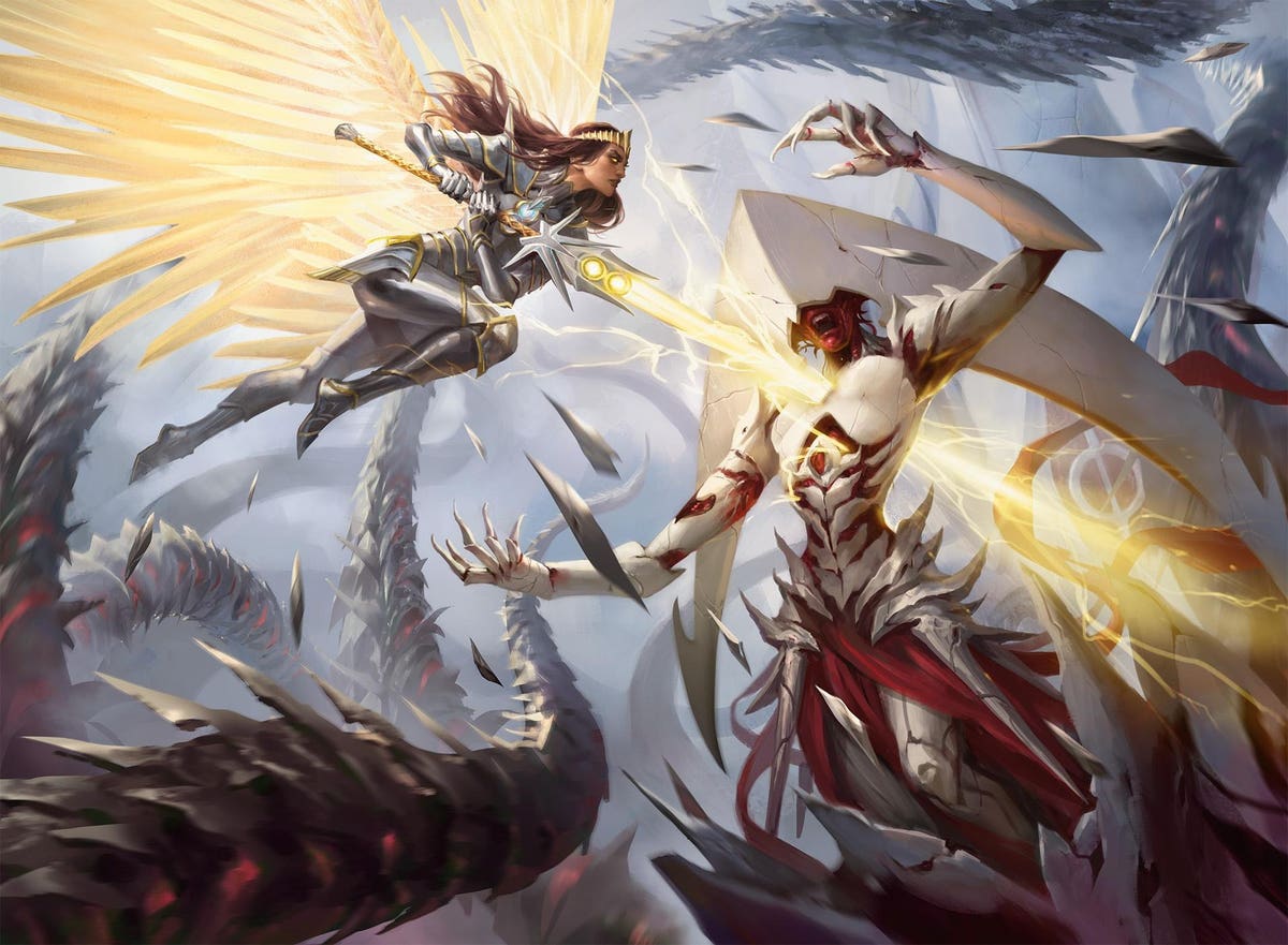 Featured image for MTG's March of the Machine Expansion Introduces New Cards, Mechanics, and Battle Type.