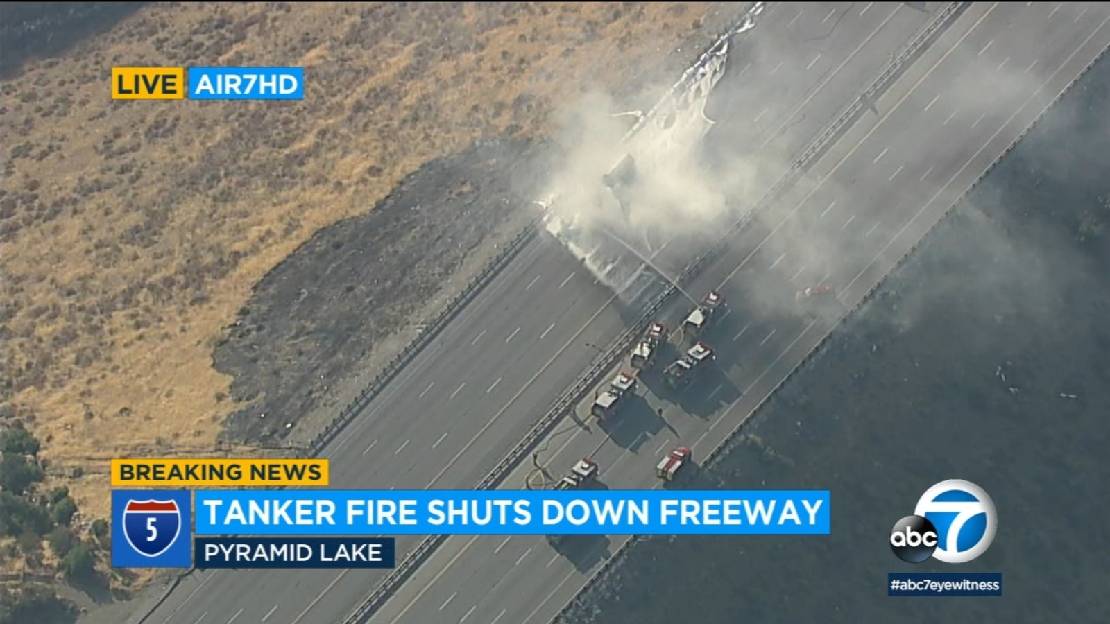 Featured image for "Fiery Crash Shuts Down 5 Freeway in Pyramid Lake"